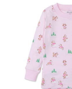 Puppy Snowball Pranks Print Pajama Set in Pink