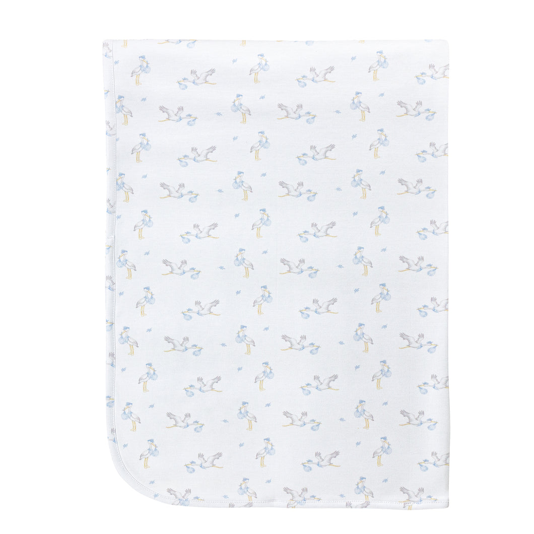 Tiny Storks Boy Receiving Blanket- Blue