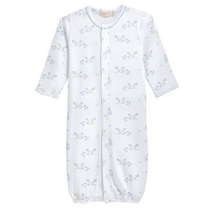 Tiny Storks Boy Conv. Gown w/ Piping- Blue
