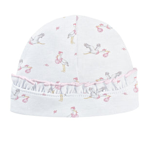 Tiny Storks Girl Hat w/ Ruffle- Pink