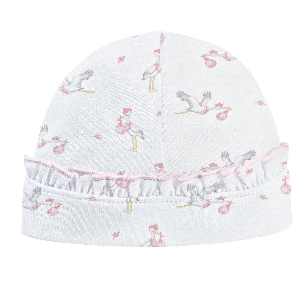 Tiny Storks Girl Hat w/ Ruffle- Pink