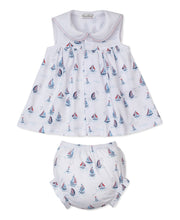 Load image into Gallery viewer, Regatta Print Dress Bloomer Set- Red White &amp; Blue
