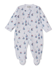 Load image into Gallery viewer, Regatta Print Zip Footie- Red White &amp; Blue
