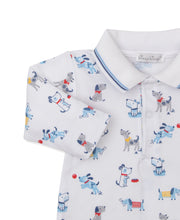 Load image into Gallery viewer, Puppy Patch Print Playsuit LS- Blue

