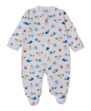 Load image into Gallery viewer, Ocean Antics Blue Print Zip Footie
