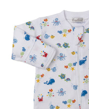 Load image into Gallery viewer, Ocean Antics Blue Print Zip Footie
