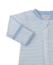 Load image into Gallery viewer, Puppy Patch Stripe Zip Footie- LB
