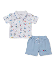 Load image into Gallery viewer, Puppy Patch Print Bermuda Set- Blue
