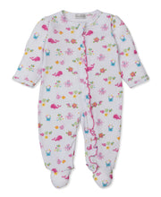 Load image into Gallery viewer, Ocean Antics Pink Print Zip Footie
