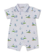 Golf Championship Print Blue Short Playsuit
