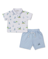 Golf Championship Print Blue Bermuda Set