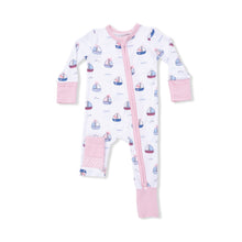 Load image into Gallery viewer, Bubbly Sailboats Pink Bamboo Conv Romper
