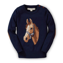 Load image into Gallery viewer, Horse Intarsia Pullover Sweater- Navy
