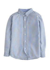 Gray Blue Gingham Button Down Shirt