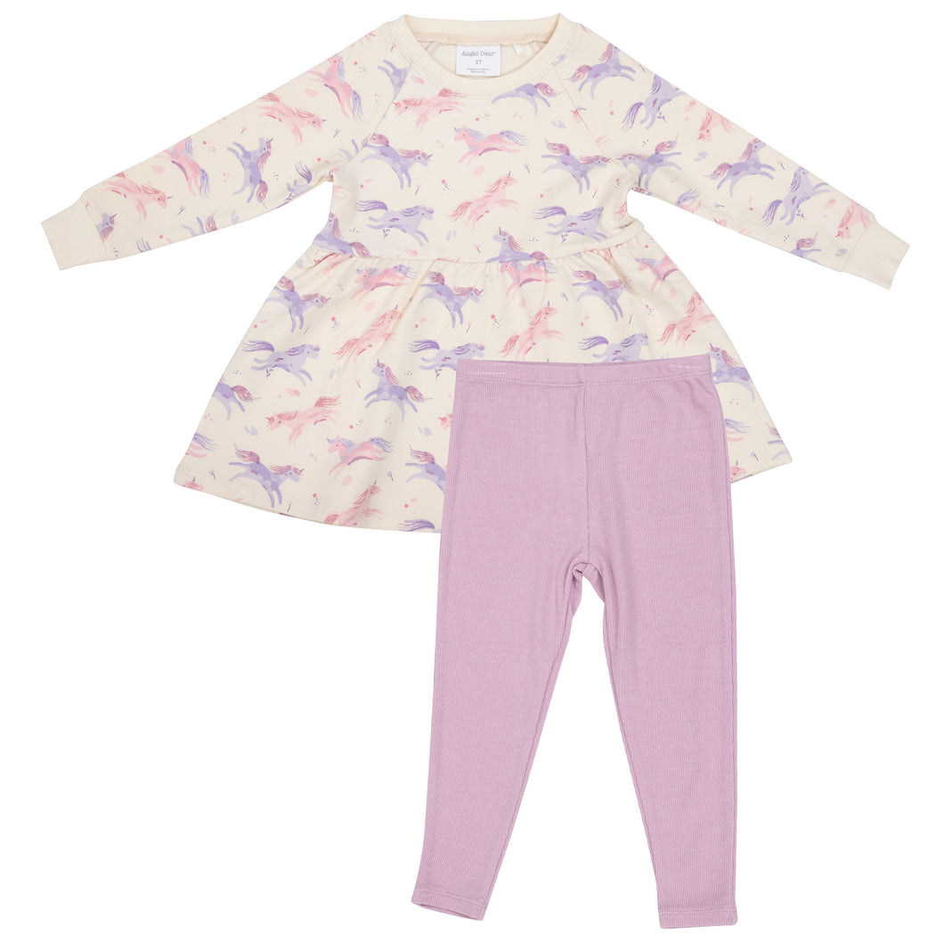 Dreamy Unicorns French Terry Dress & Legging Set