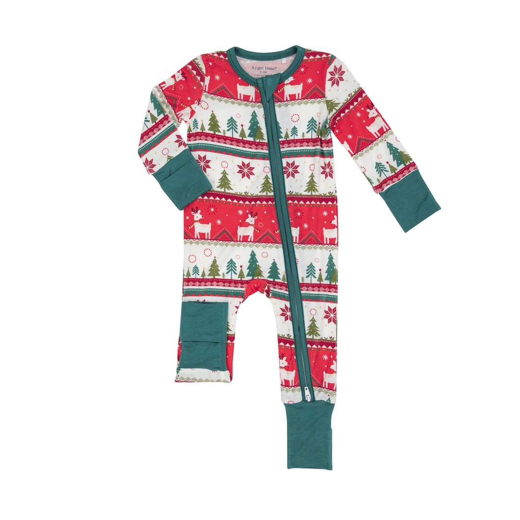 Reindeer Fair Isle Two Way Zipper Romper