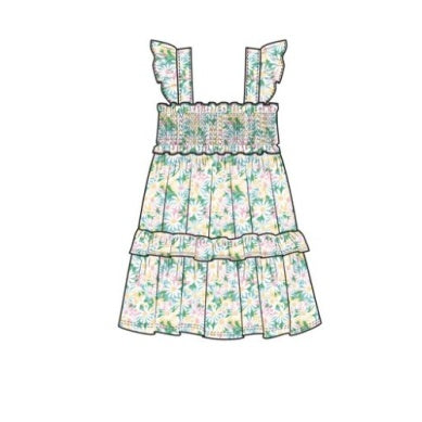 Color Fill Daisies Tiered Sundress