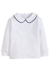 Piped Peter Pan Shirt - Navy