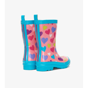 Colourful Hearts Shiny Rain Boots