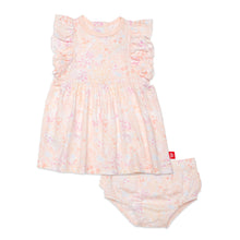 Load image into Gallery viewer, Coral Floral Ruffle Sleeve Modal Dress &amp; Diaper Cover

