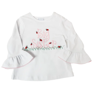 Long Sleeve Big Sister Shirt- White Knit