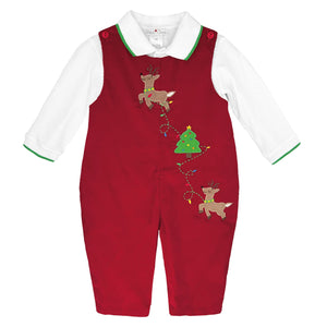 Longall & Shirt Set - Reindeer & Tree Applique