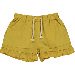 Brynlee Ruffle Shorts in Gold Gauze
