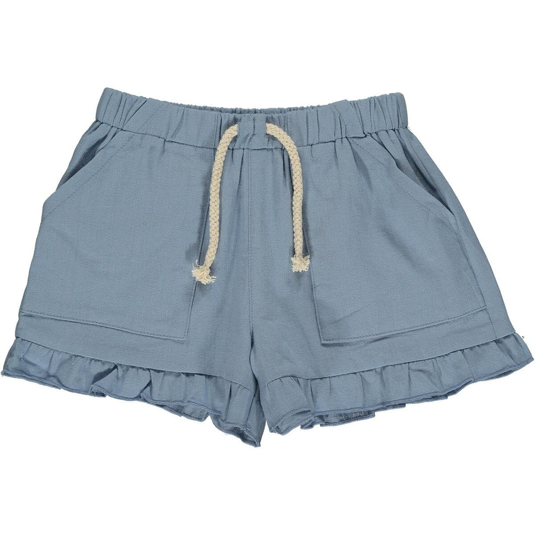 Brynlee Ruffle Shorts in Blue Gauze