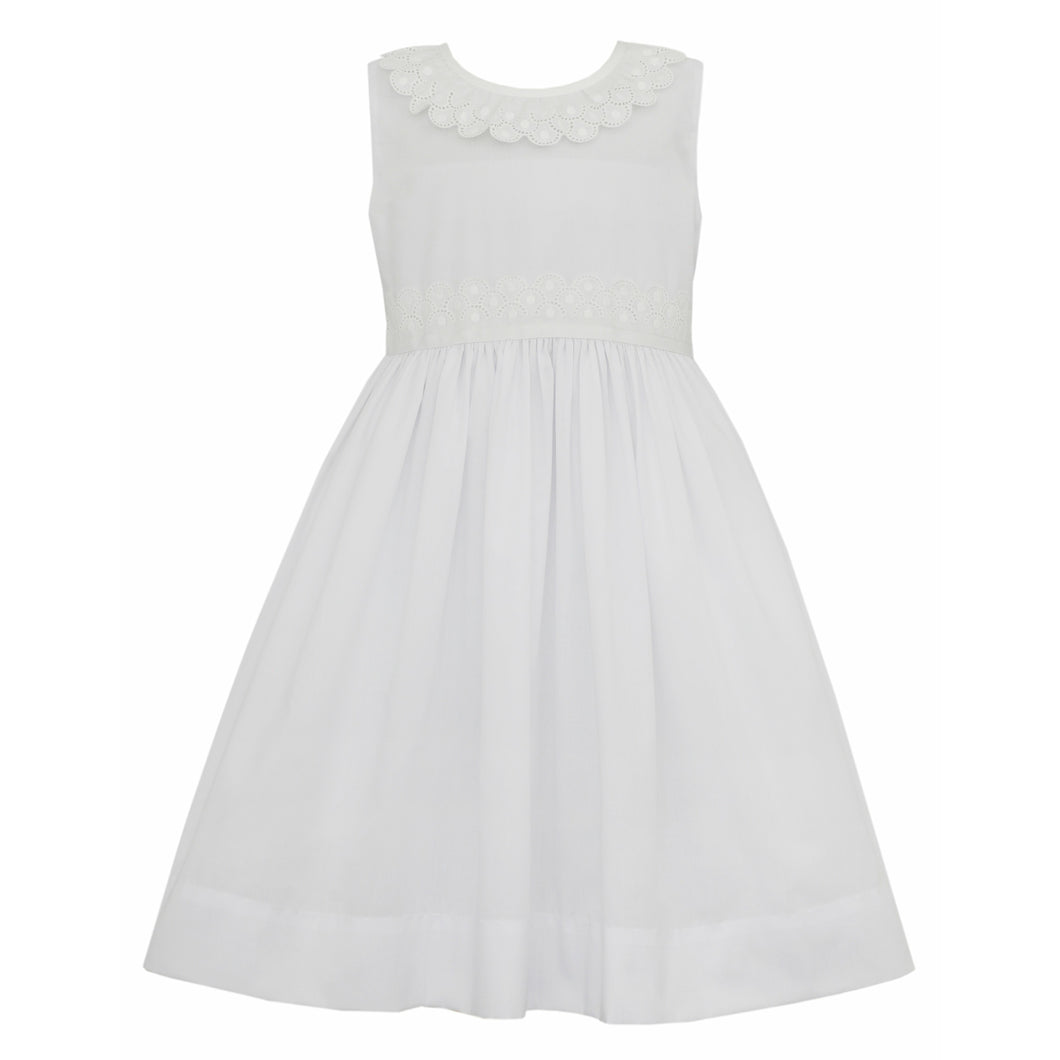 Sleeveless Dress- White Batiste