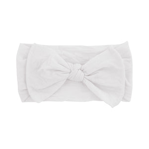 Soft Nylon Baby Band with Bowtie-White