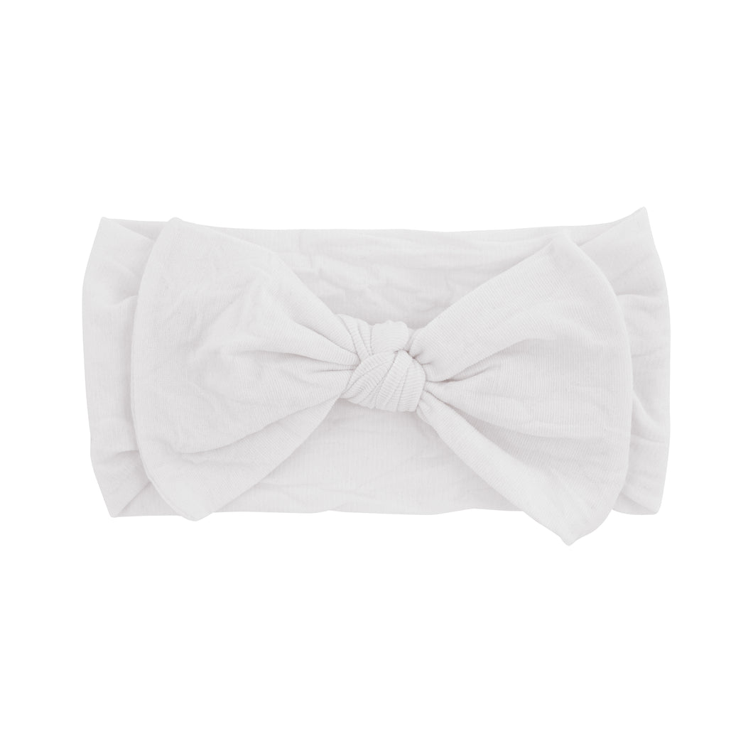 Soft Nylon Baby Band with Bowtie-White