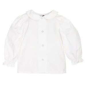 Girls Long Sleeve Front Button Shirt - White