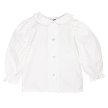 Girls Long Sleeve Front Button Shirt - White
