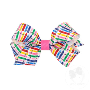 Mini Back to School Grosgrain Bow - Plaid Print