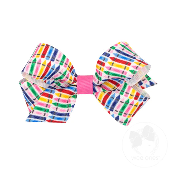Mini Back to School Grosgrain Bow - Plaid Print