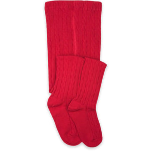 Cable Knit Tights - Red