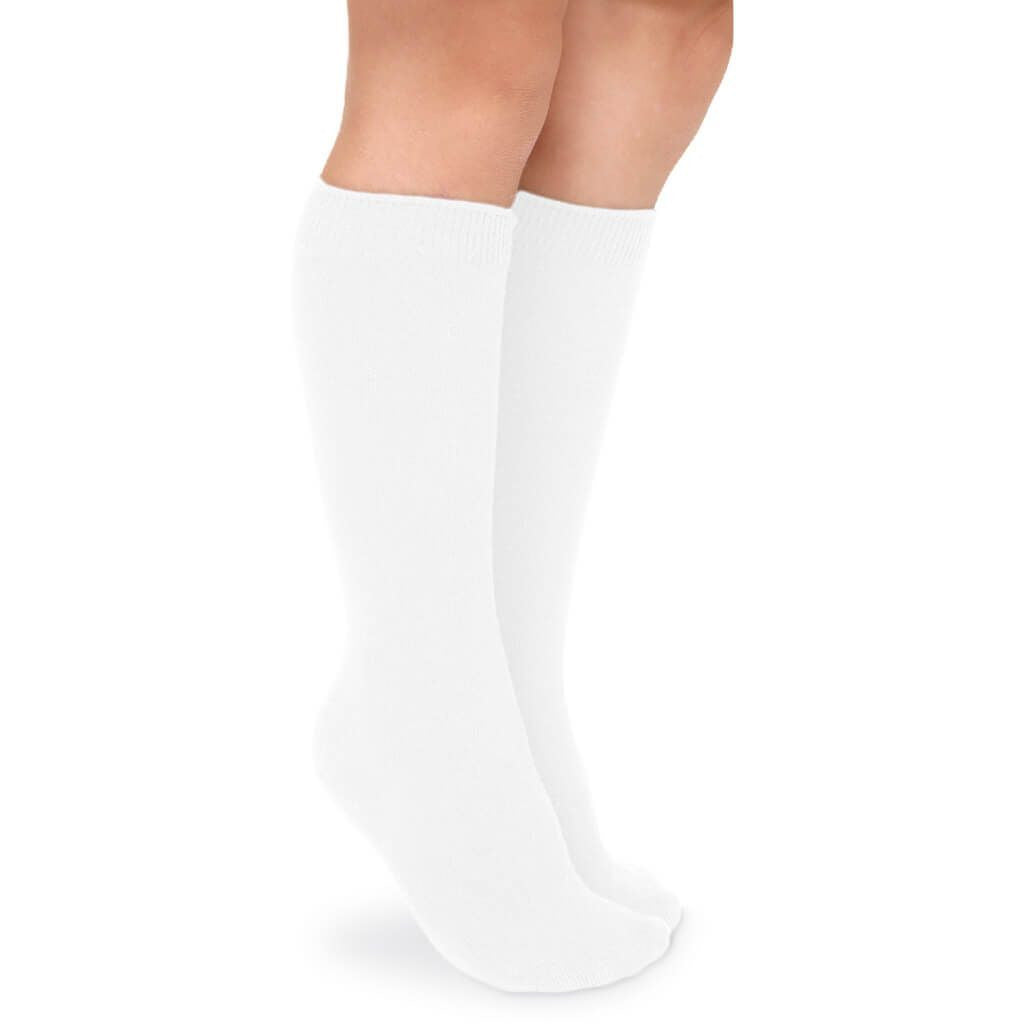 Unisex Cotton Knee High Socks - White