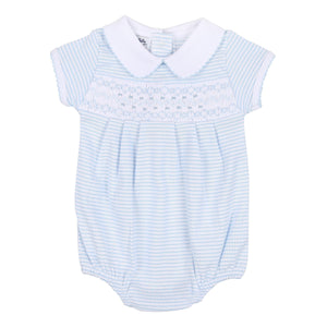 Arthur and Anna Blue Smocked Collared Bubble