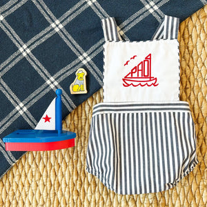 Seabrook Sunsuit- Nantucket Navy Stripe/ Worth Ave White