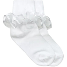 Load image into Gallery viewer, Girls Satin Trim Lace Sock - White
