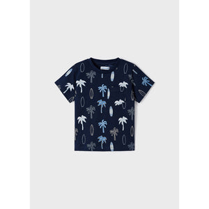 Palm Tree Print Tee in Navy