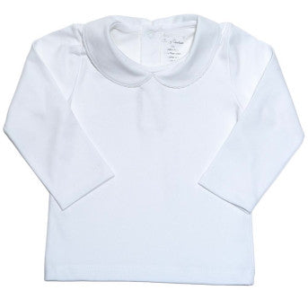 White Pima Long Sleeve Shirt w/ Round Collar