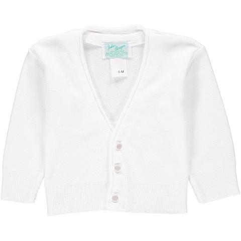 Cardigan - Boys White Cotton Cashmere