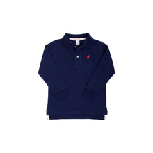 Load image into Gallery viewer, Long Sleeve Prim &amp; Proper Polo in Nantucket Navy w/ Red Stork

