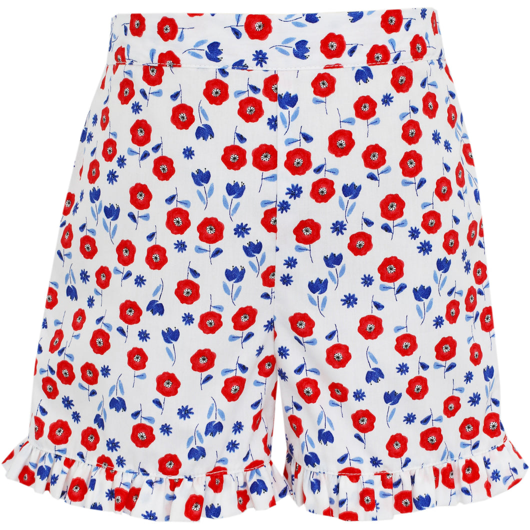 Red & Blue Provence Floral Print Short