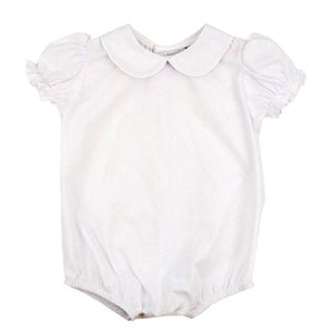 Girls Woven SS Button Back Onesie- White