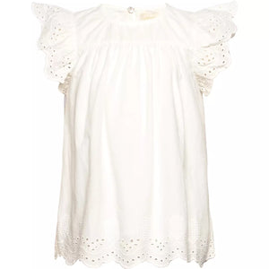 Short Sleeve Embroidery Top in Cloud