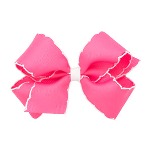 Moonstitch Hair Bow - Hot Pink & White
