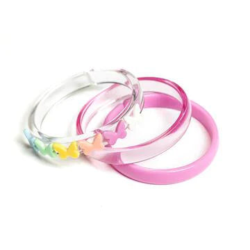Butterfly Pastel Colors + Pink Bangle Set
