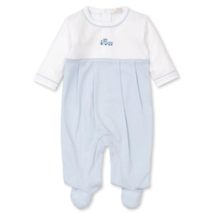 CLB Fall Medley Embroidered Footie - Blue/White